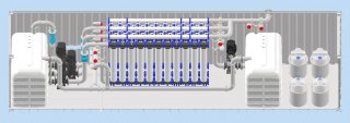 Ultrafiltrationsanlage f&uuml;r bis zu 325 m&sup3;/h im Container 4 Linien